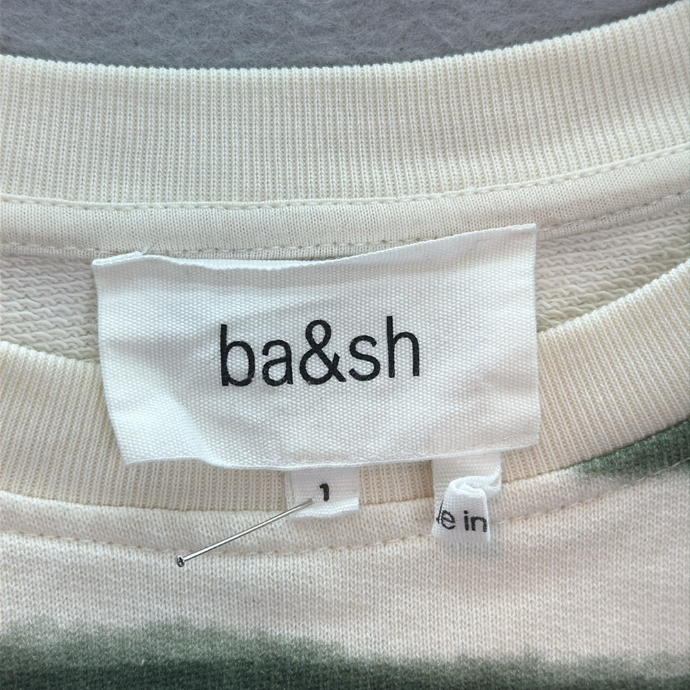 ba&sh Women's Sailor style sweatshirt sete green 100% organic cotton crop top S - Picture 9 of 11